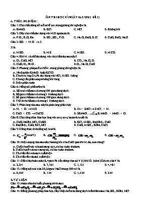 Đề ôn thi Hóa học 8 - Năm 2021